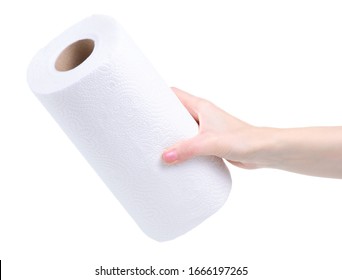 Roll White Paper Towel Napkin In Hand