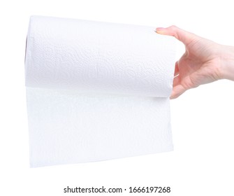 Roll White Paper Towel Napkin In Hand