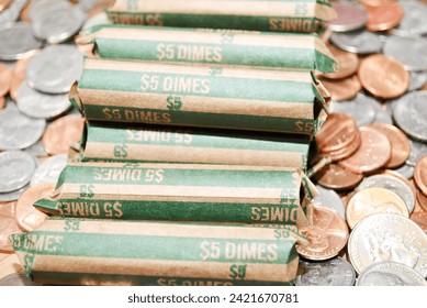 Rolled Bank Dimes on Mixed Coinage