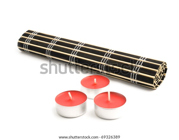 Rolled Black Bamboo Mat Three Small Stock Photo Edit Now 69326389