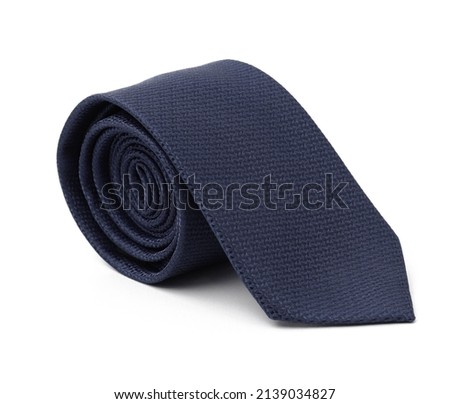 Rolled Blue Pattern Tie on Isolated on White