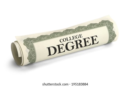 Rolled up College Diploma Scroll Isolated on White Background. - Shutterstock ID 195183884