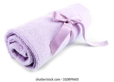 Rolled Up Colorful Towel Isolated On White