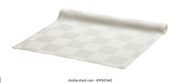 Rolled Cotton Table Runner Isolated On White Background. Include Clipping Path.