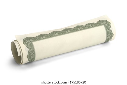 Rolled Up Diploma With Copy Space Isolated On White Background.