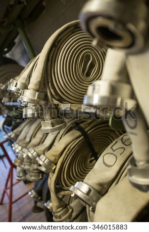 rolled fire hoses
