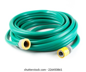 Rolled Garden Hose Isolated On White