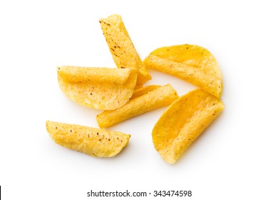 Rolled Nacho Chips On White Background