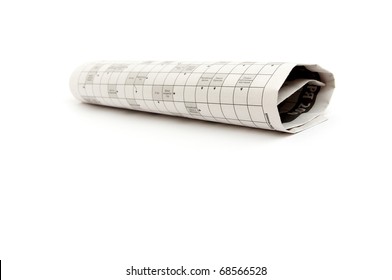 Rolled Up Newspaper Isolated On White Background