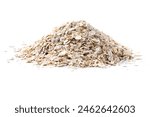 Rolled oats, healthy breakfast cereal oat flakes isolated on white background