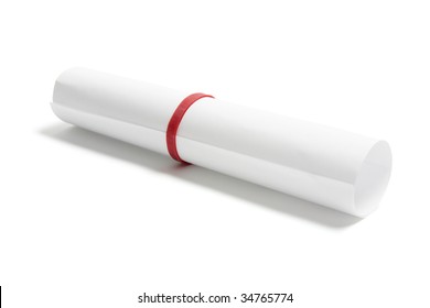 Rolled Up Paper On Isolated White Background