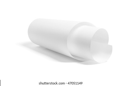 Rolled Up Paper On White Background