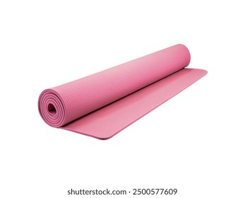 Rolled pink yoga mat isolated on white background - Powered by Shutterstock