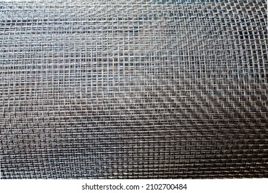 Rolled Stainless Steel Mesh With Square Weaves, Close-up.