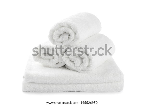 Download Rolled White Beach Towel Isolated On Stock Photo Edit Now 145526950