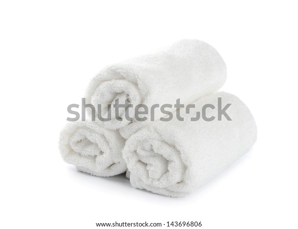 Download Rolled White Beach Towel On White Stock Photo Edit Now 143696806