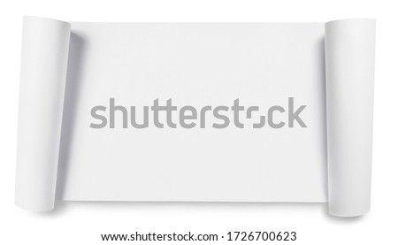 Rolled white paper, isolated on white background