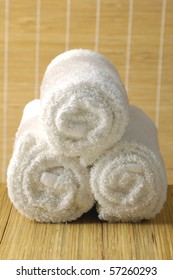 Rolled Up White Spa Towel