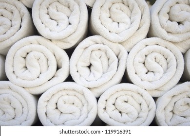 Rolled Up White Spa Towels