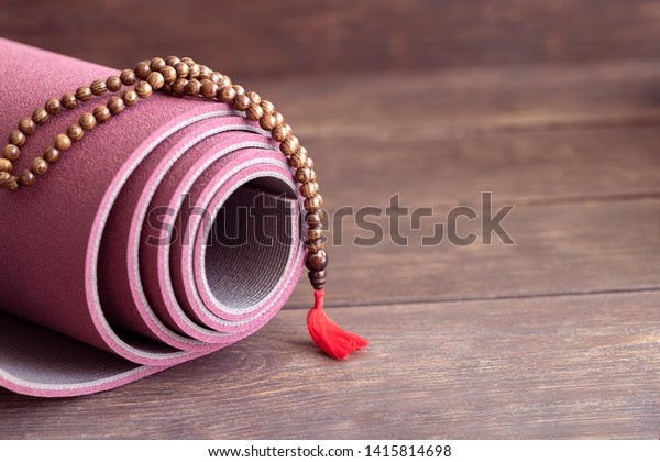 Rolled Yoga Mat Hatha Yoga Practice Stock Photo Edit Now 1415814698