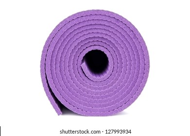 Rolled Up Yoga Mat Isolated On White