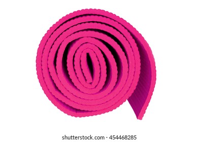 Rolled Up Yoga Mat Isolated On White