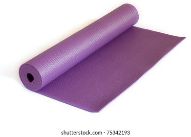 Rolled Up Yoga Mat Isolated On White