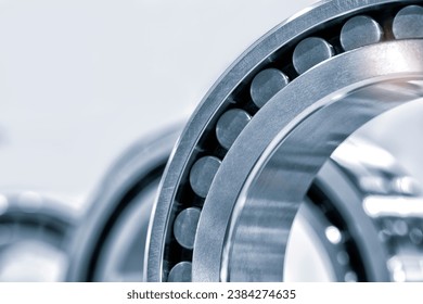 roller bearings on white background, blank for creativity close-up selective focus