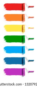 Roller brush set. seven colors paint rollers track
