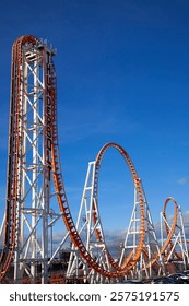 Roller Coaster with blue sky