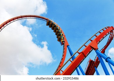Roller Coaster in funny amusement  park. - Shutterstock ID 232915486
