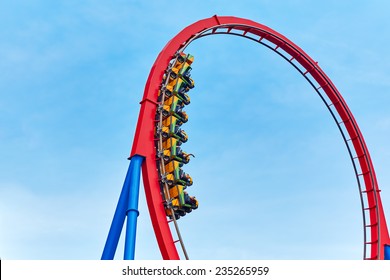 Roller Coaster in funny amusement  park.