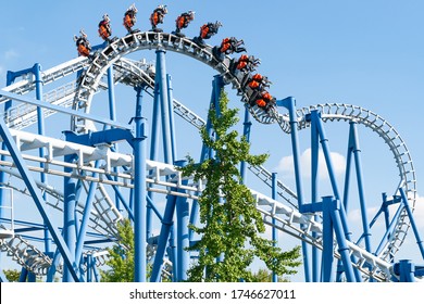 Roller coaster loop in amisement park - Shutterstock ID 1746627011