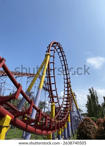 A roller coaster with a loop (called Halilintar) at the Dunia Fantasi theme park located at Ancol, Jakarta, Indonesia