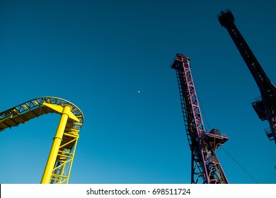 Roller coaster on the sky background