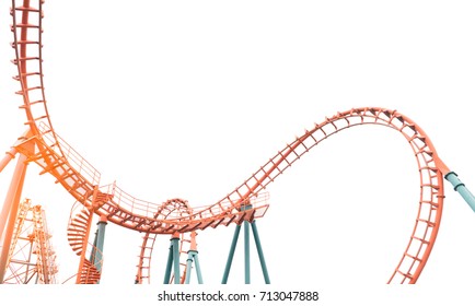 Roller coaster on white background - Shutterstock ID 713047888