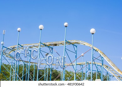 Roller coaster in the park