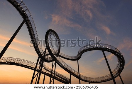 roller coaster rail when sunset