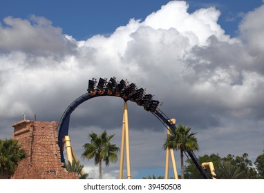 Roller Coaster Ride At A Florida Theme Park