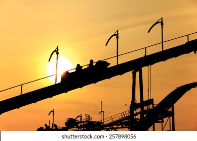 Roller Coaster in sunset