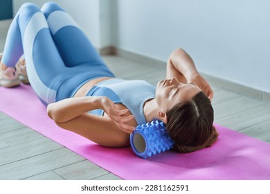 Roller for self neck massage and stretching up muscle 
