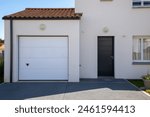 roller white garage door gate home facade of house entrance car gray portal building