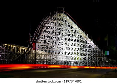 Rollercoaster At Night