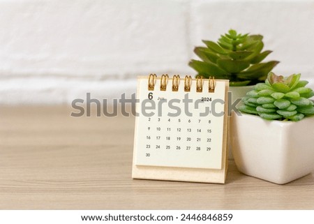 A rolling calendar for June 2024. A desktop calendar for planning, scheduling, assigning, organizing and managing each date