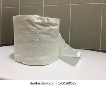Roll-on toilet paper waiting for use