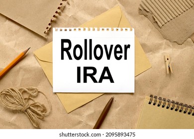 Rollover Ira Handwritten In A Notepad. Retirement.