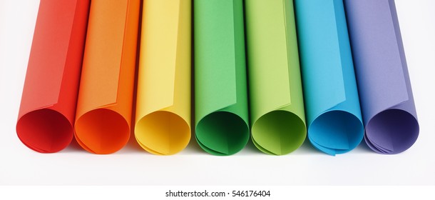 Rolls of colored construction paper on white background - Powered by Shutterstock