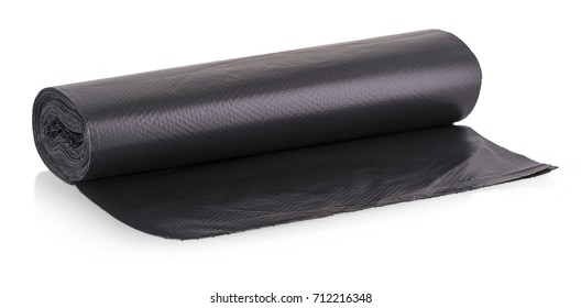 Rolls Of Disposable Trash Bags Isolated Over White Background