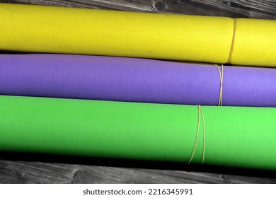 Rolls Of Glittered Colorful Eva Foam Sheets, Colored Cardboard, Rubber Pad, Sponge Papers For School Arts And Crafts, Pile Of Multicolored School Board For Children, Back To School Education Concept