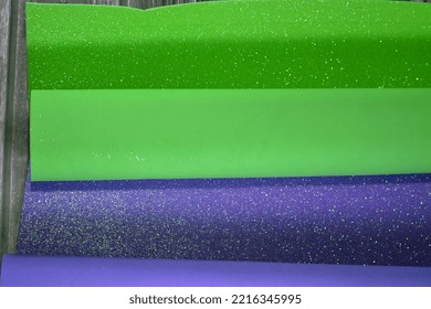 Rolls Of Glittered Colorful Eva Foam Sheets, Colored Cardboard, Rubber Pad, Sponge Papers For School Arts And Crafts, Pile Of Multicolored School Board For Children, Back To School Education Concept